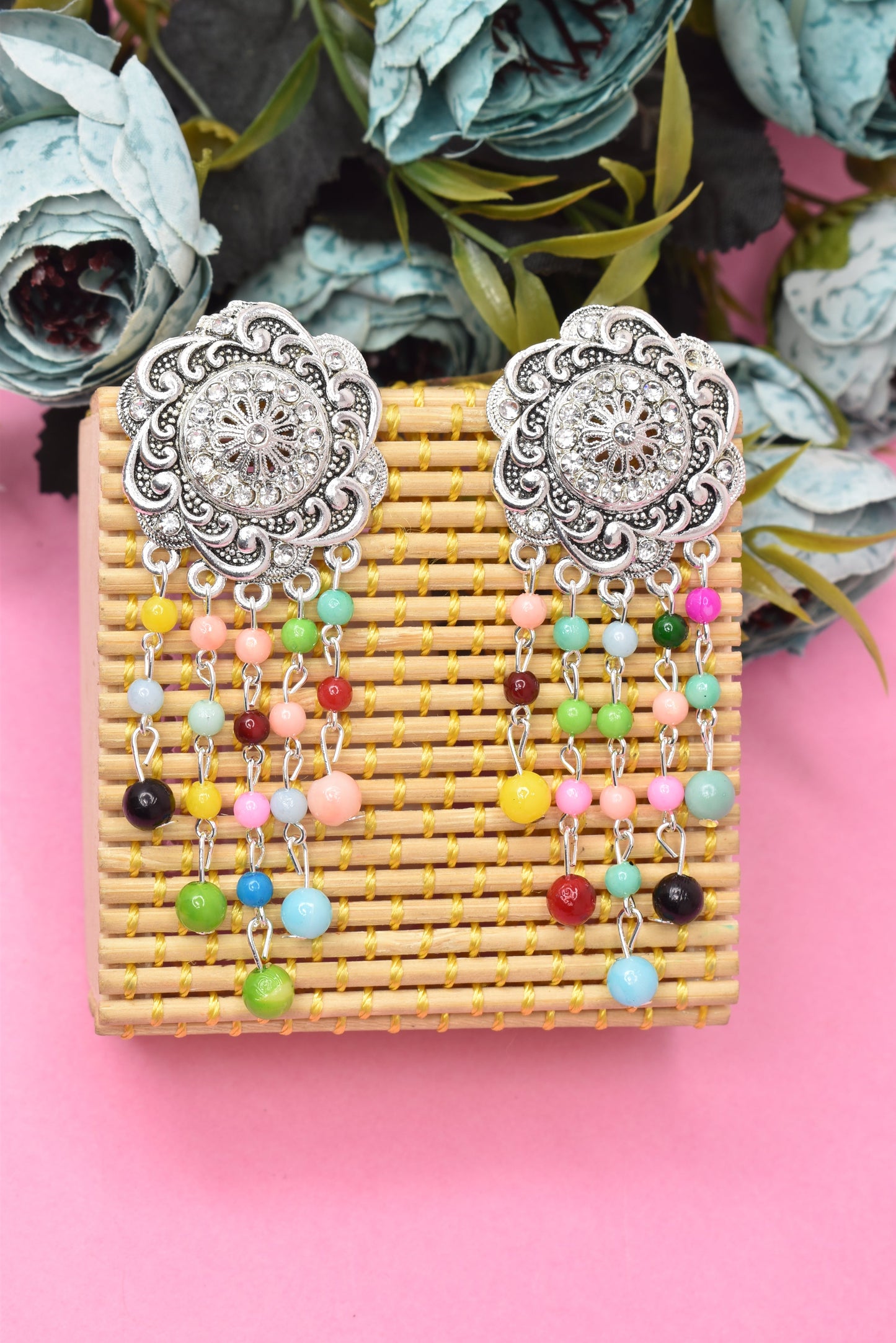 Earrings Jhumaki,Jumakas big,jhumkiyaan for women,Stylish partywear multicolored German silver earrings,big partywear bollywood style Earrings  