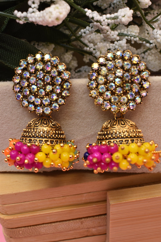 Earrings Jhumaki,Jumakas big,jhumkiyaan for women,Stylish partywear multicolored German silver earrings,big partywear bollywood style Earrings  