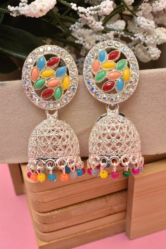 Earrings Jhumaki,Jumakas big,jhumkiyaan for women,Stylish partywear multicolored German silver earrings,big partywear bollywood style Earrings  