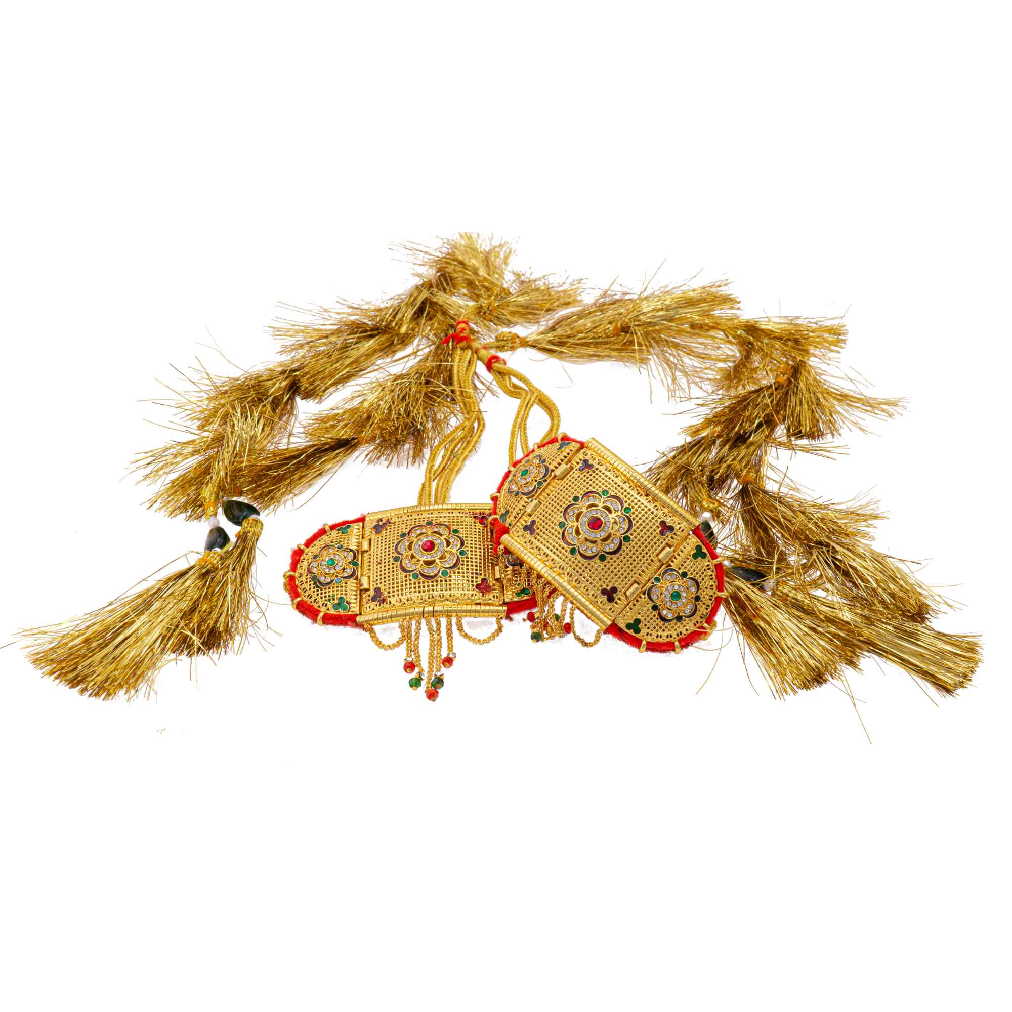 Royal Rajputi  Round shape Minakari work Multi color Golden Bajuband having beads