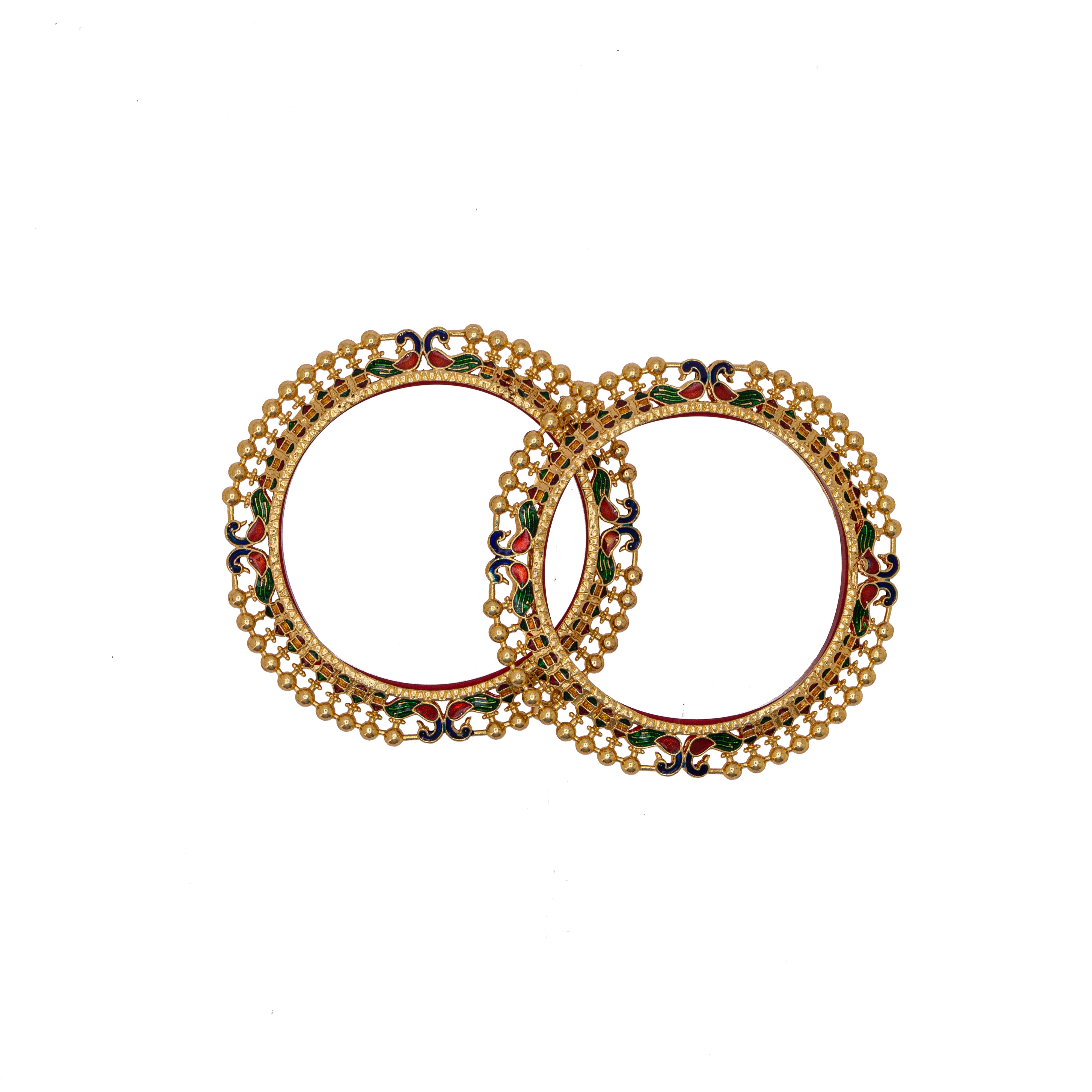 Peacock design Gold plated Kangan bangels set for women