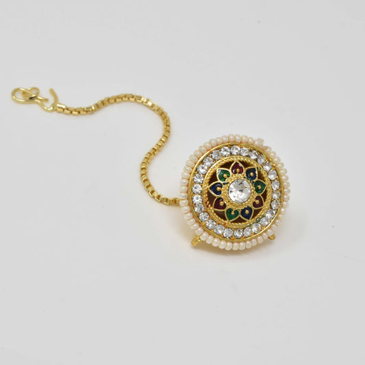 Rajputi Borla Mangtikka studded with Pearl Stone for women