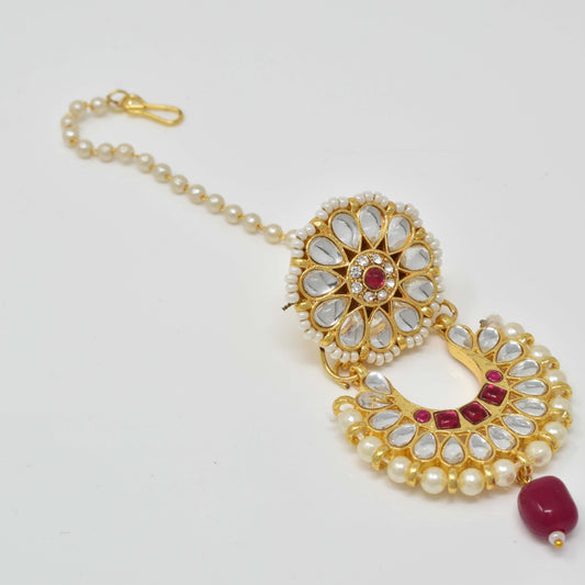 Rajputi Borla Mangtikka studded with Pearl Stone for women