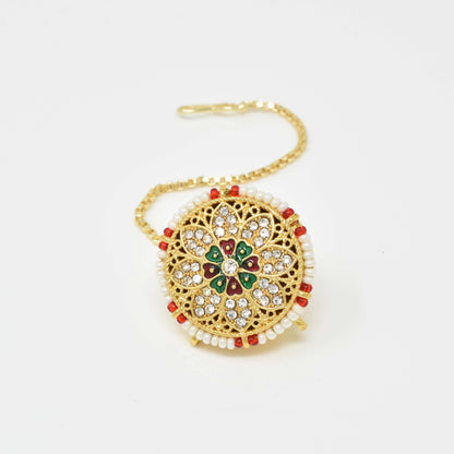 Rajputi Borla Mangtikka studded with Pearl Stone for women