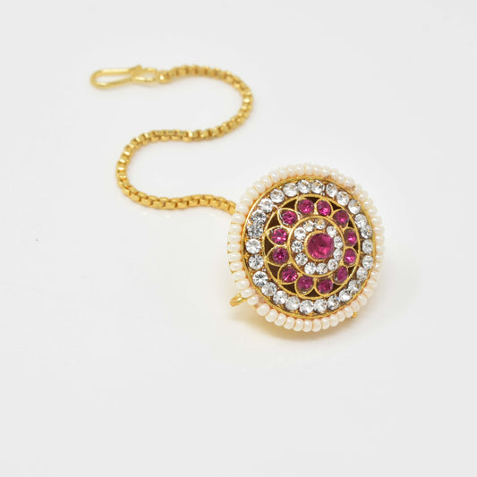 Rajputi Borla Mangtikka studded with Pearl Stone for women