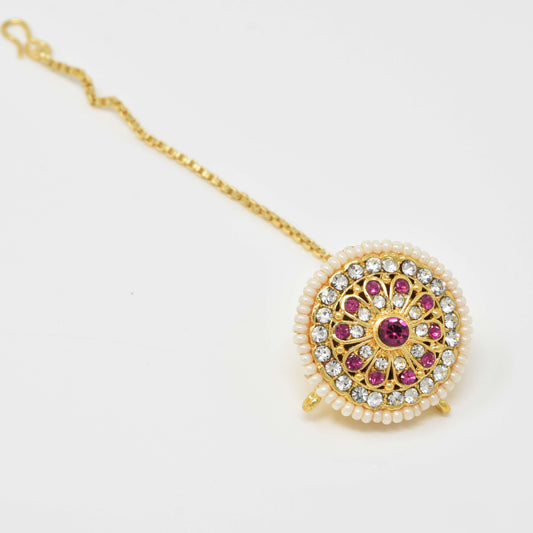 Rajputi Borla Mangtikka studded with Pearl Stone for women