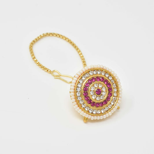 Rajputi Borla Mangtikka studded with Pearl Stone for women