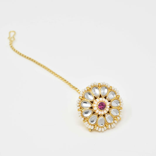 Rajputi Borla Mangtikka studded with Pearl Stone for women