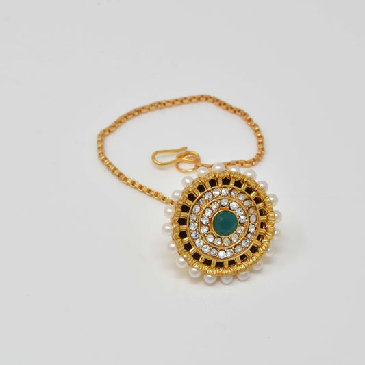 Rajputi Borla Mangtikka studded with Pearl Stone for women