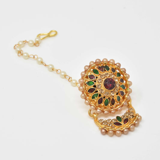 Rajputi Borla Mangtikka studded with Pearl Stone for women