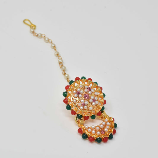 Rajputi Borla Mangtikka studded with Pearl Stone for women