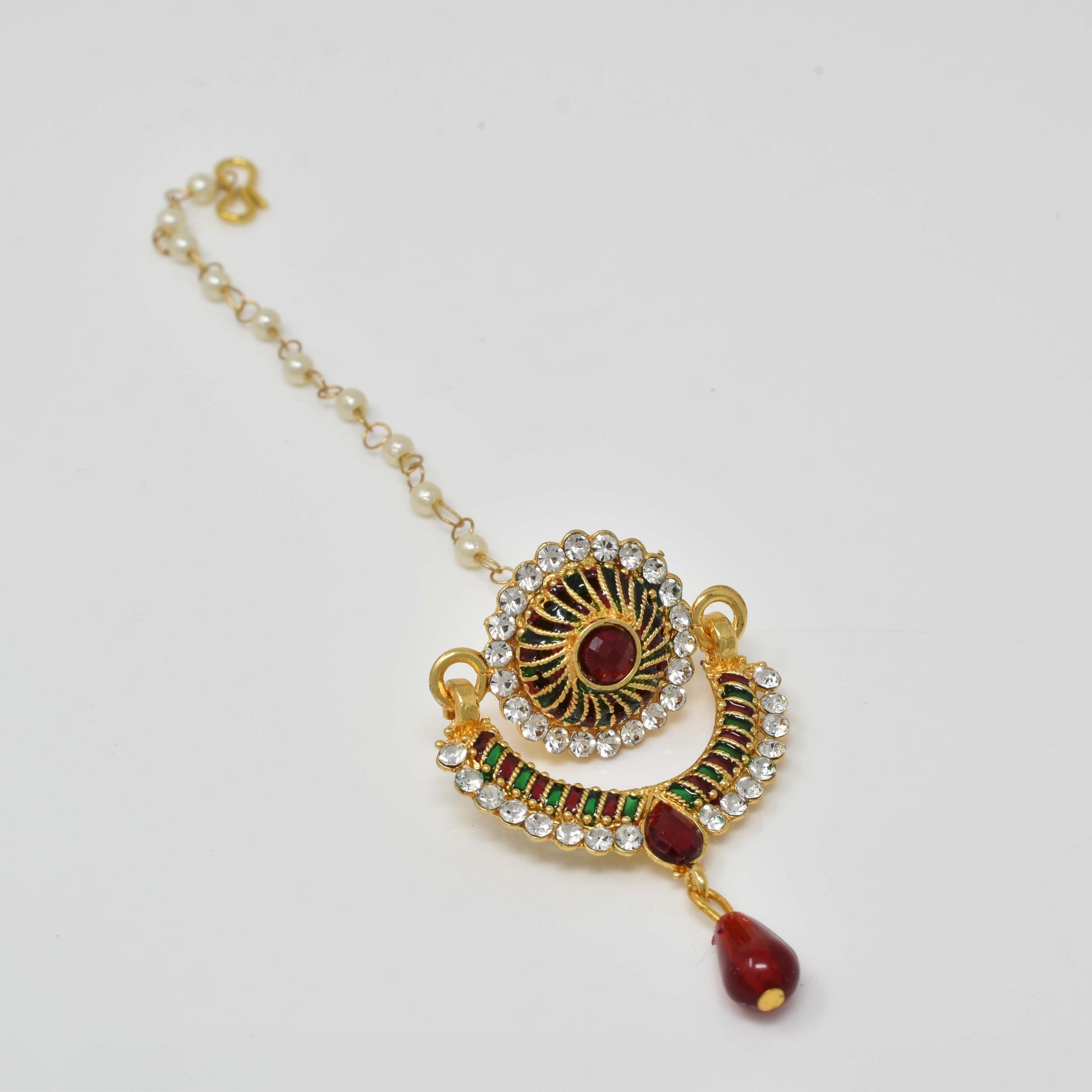 Rajputi Borla Mangtikka studded with Pearl Stone for women