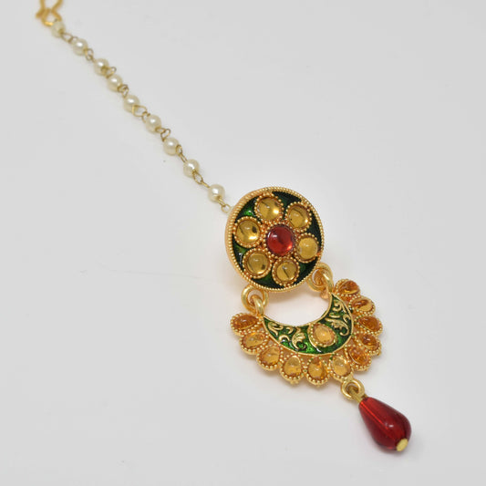 Rajputi Borla Mangtikka studded with Pearl Stone for women