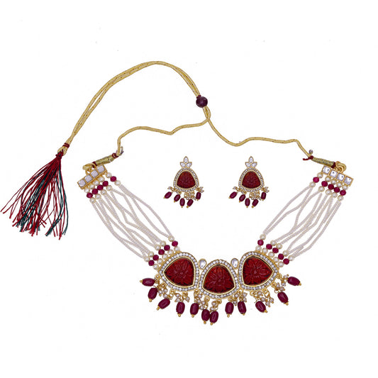 Traditional Rajputi Moti Choker Chik Set