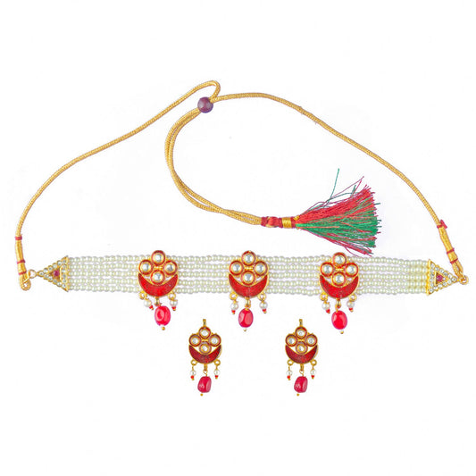 Royal Rajputi Moti Choker Chik Set