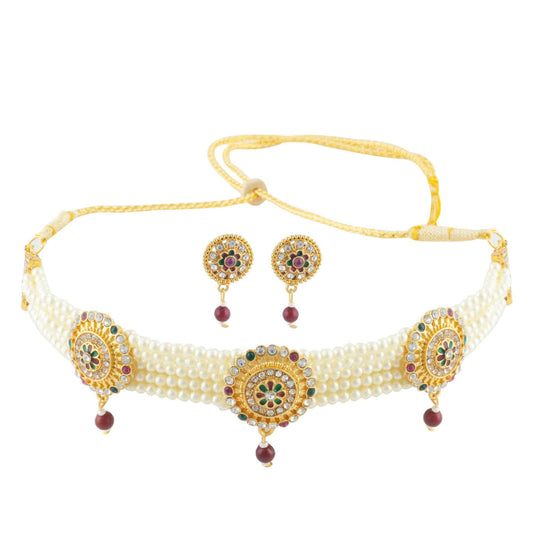 Royal Rajputi Moti Choker Chik Set