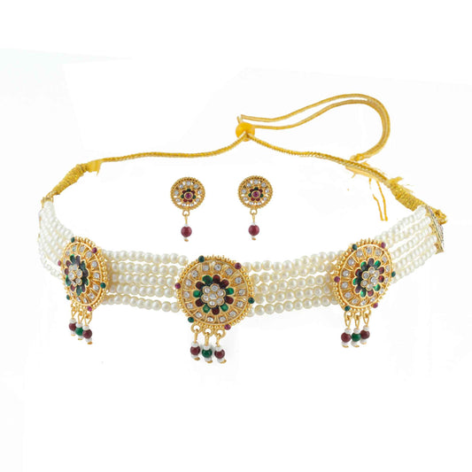 Royal Rajputi Moti Choker Chik Set