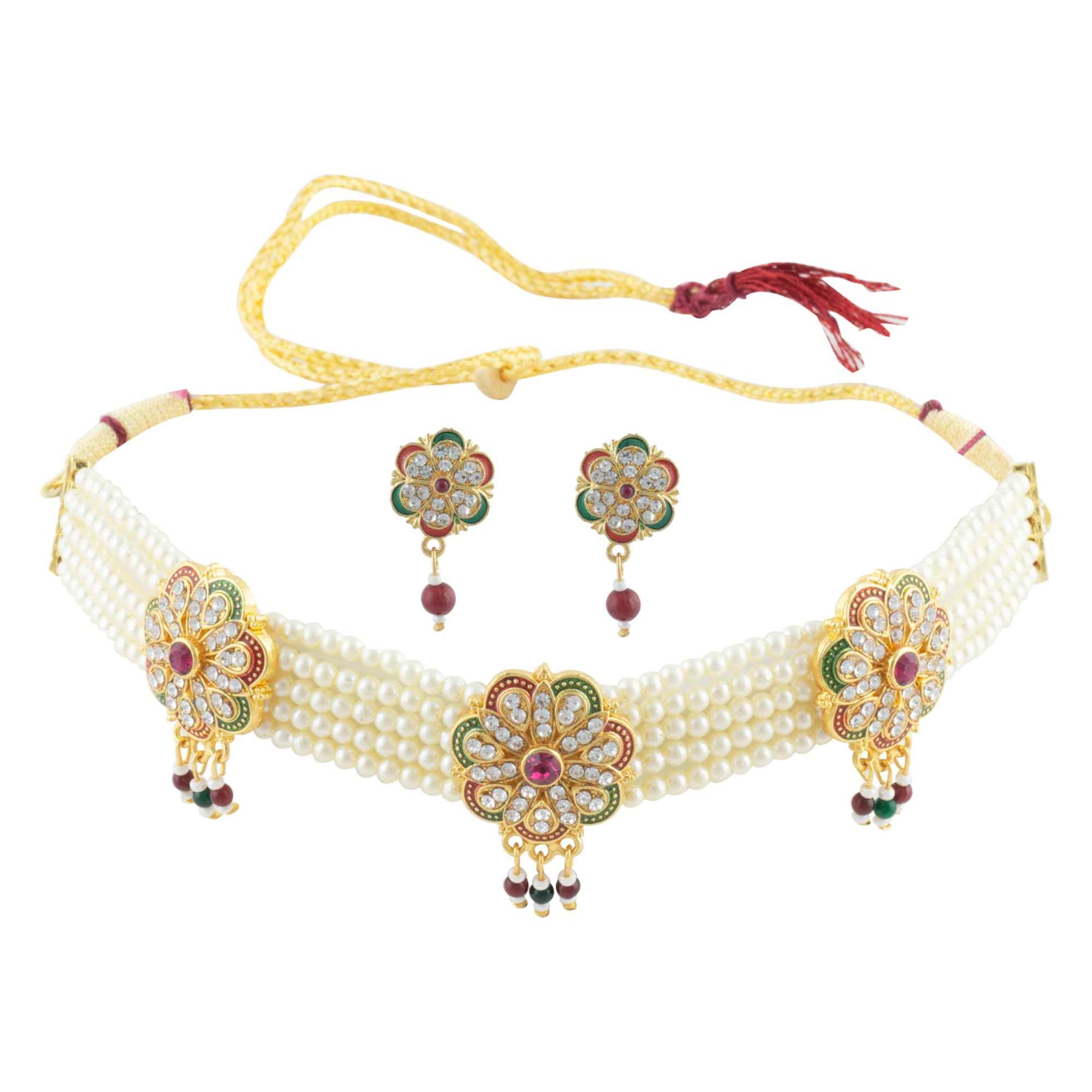 Royal Rajputi Moti Choker Chik Set