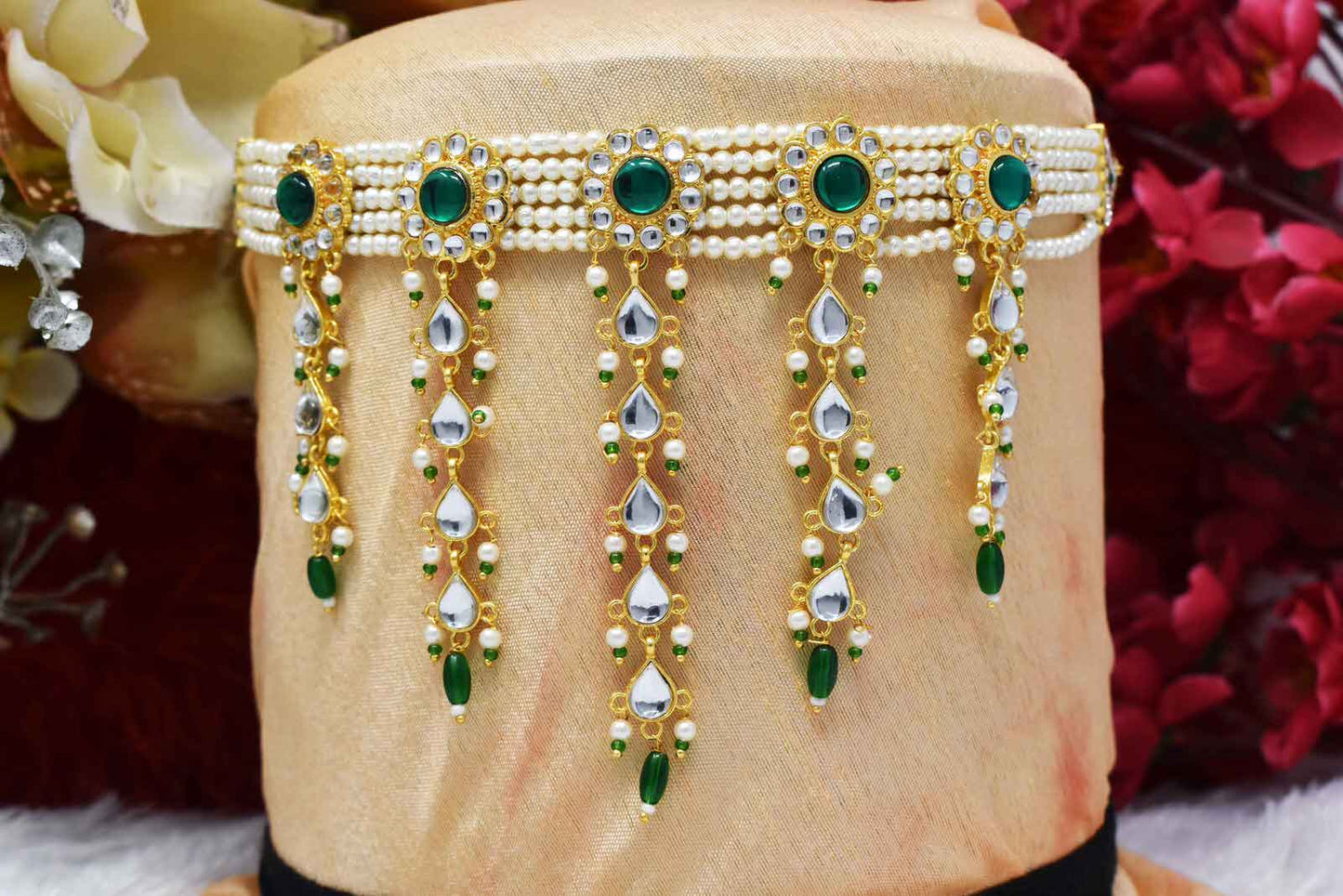 Padmavat style Green Rajputana Moti Choker Set