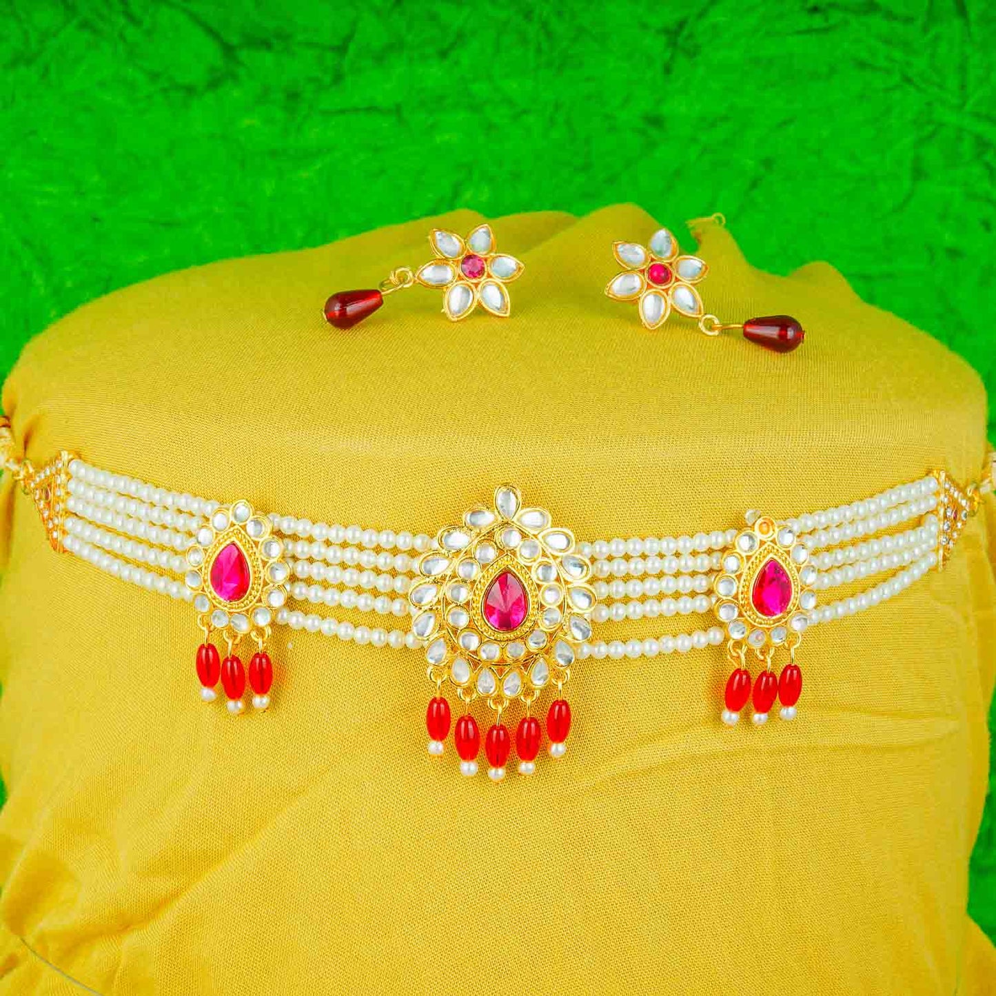 Royal Rajputi Moti Choker Chik Set