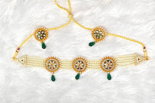 Ethnic Rajputi Meenakri work Green Choker Set