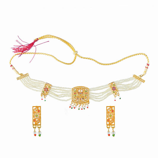 Royal Rajputi Moti Choker Chik Set