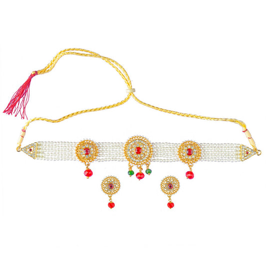 Royal Rajputi Moti Choker Chik Set