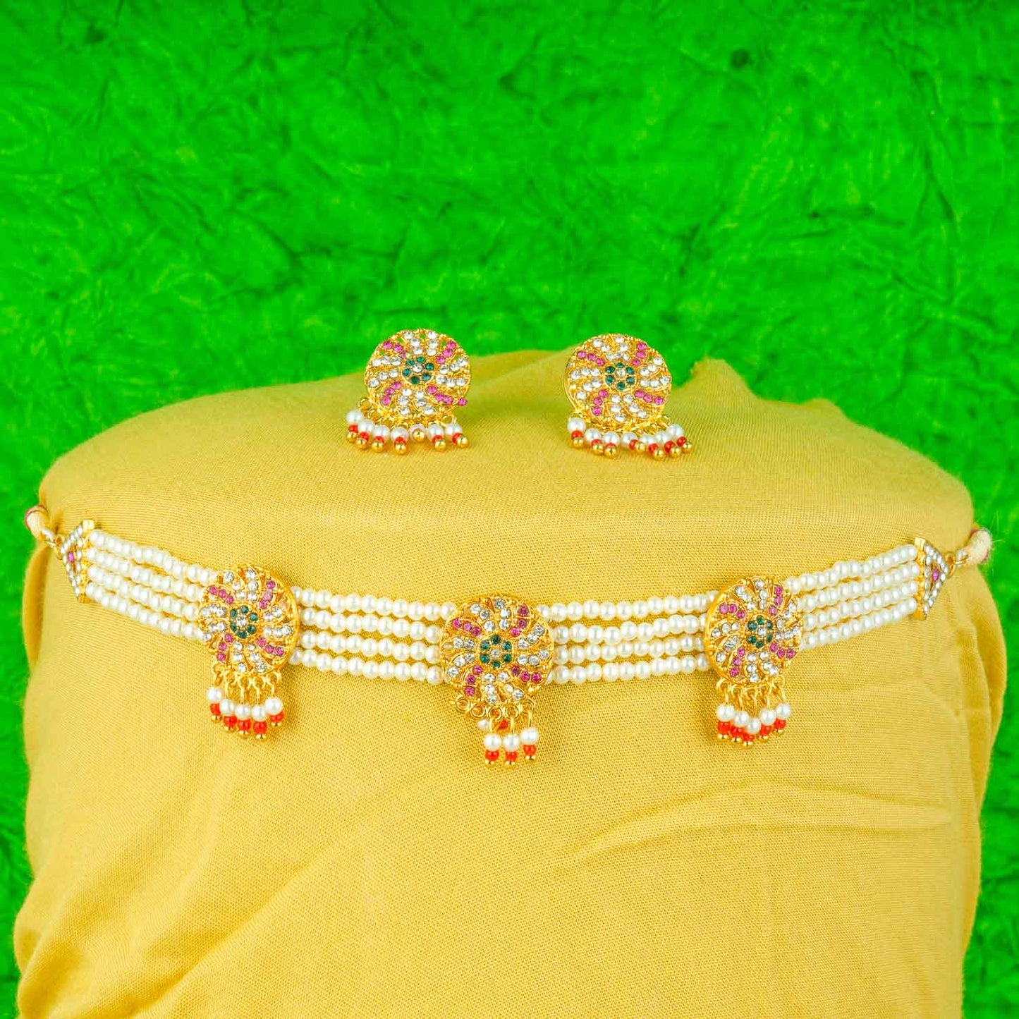 Royal Rajputi Moti Choker Chik Set