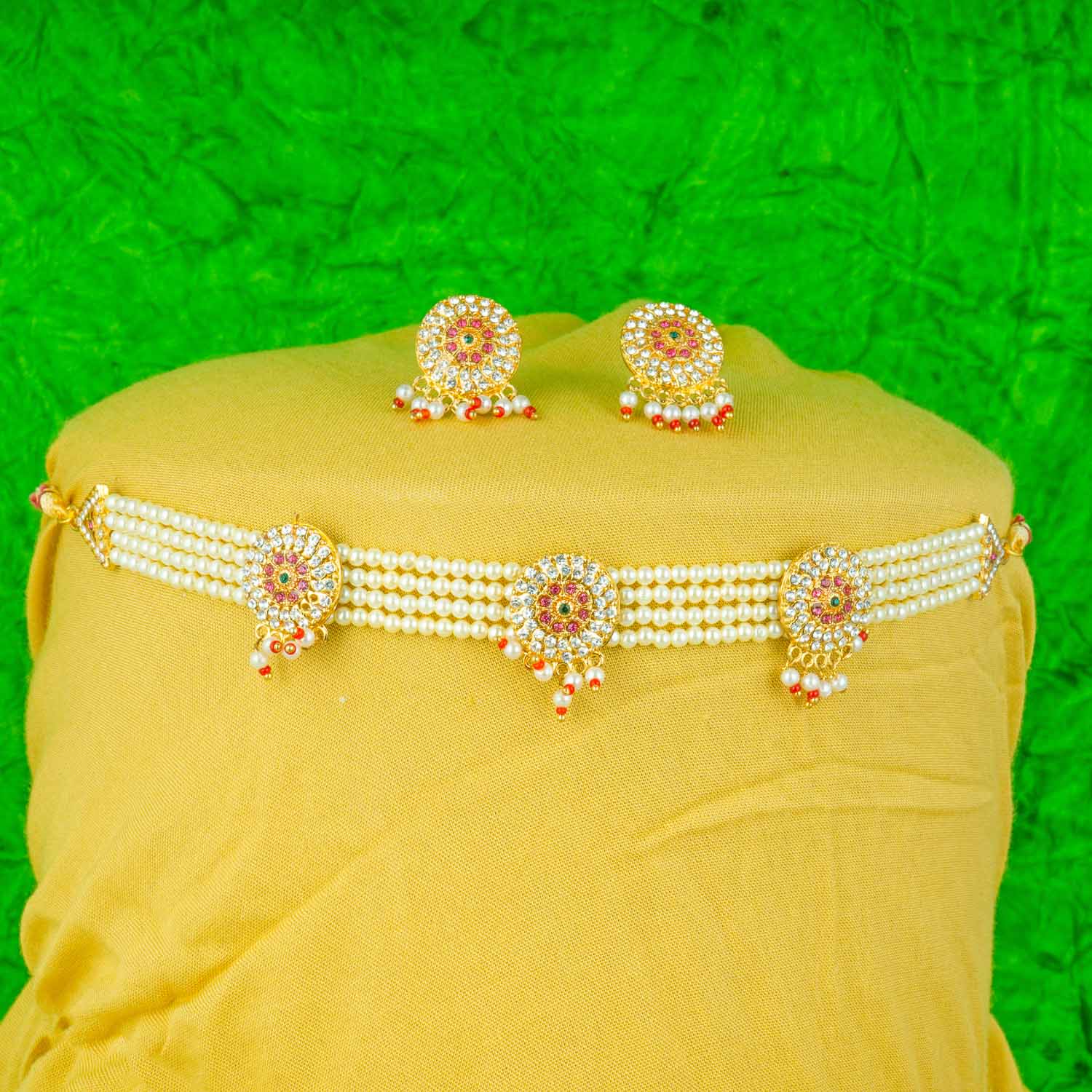 Royal Rajputi Moti Choker Chik Set