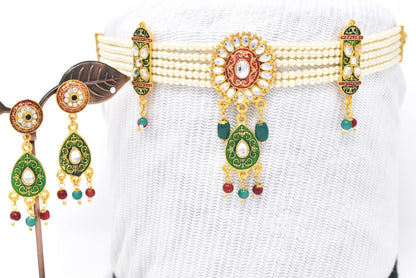 Attractive Rajputi multy color Meenakari Work Choker Set