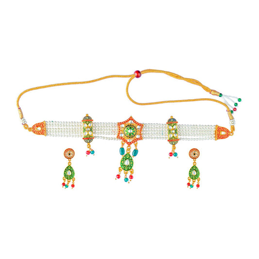 Royal Rajputi Moti Choker Chik Set