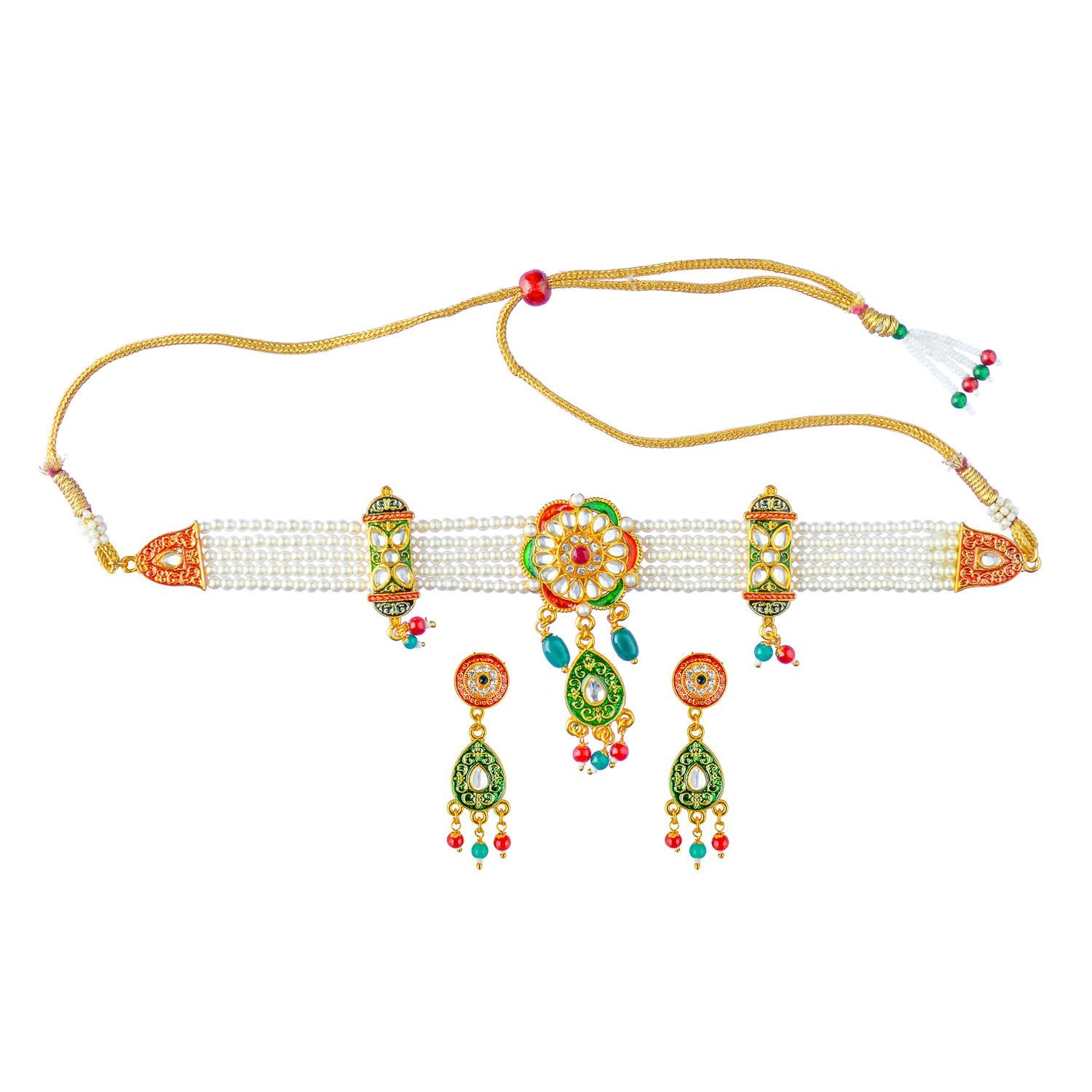 Royal Rajputi Moti Choker Chik Set