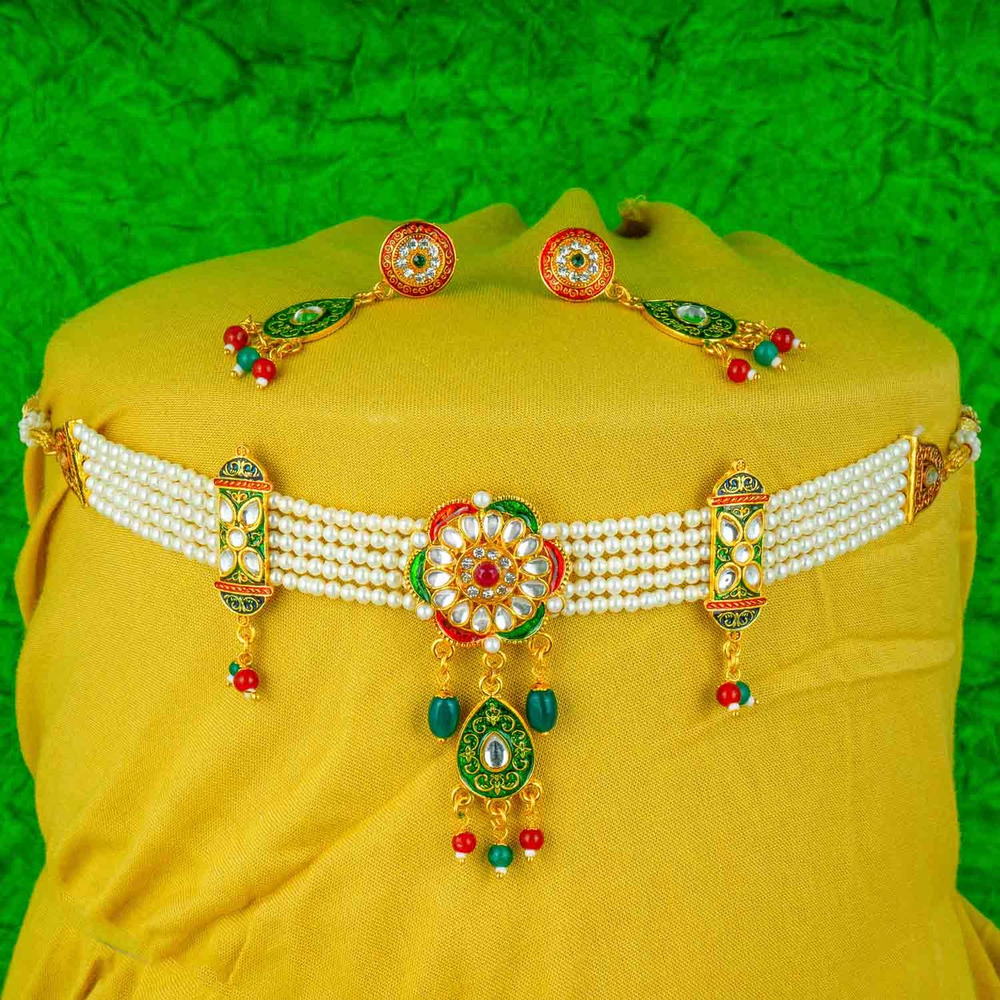 Royal Rajputi Moti Choker Chik Set