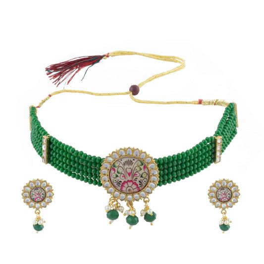 Royal Rajputi Moti Choker Chik Set