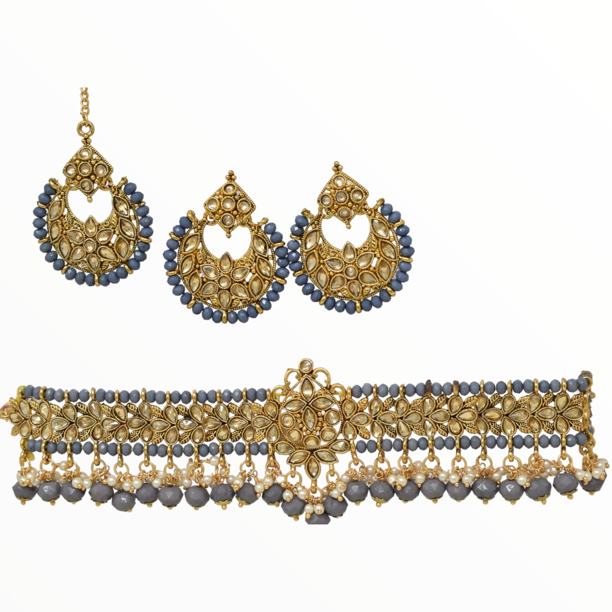 Antique design Minakari work Gold plated choker set neckpiece