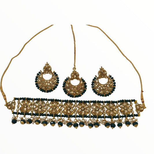 Antique design Minakari work Gold plated choker set neckpiece