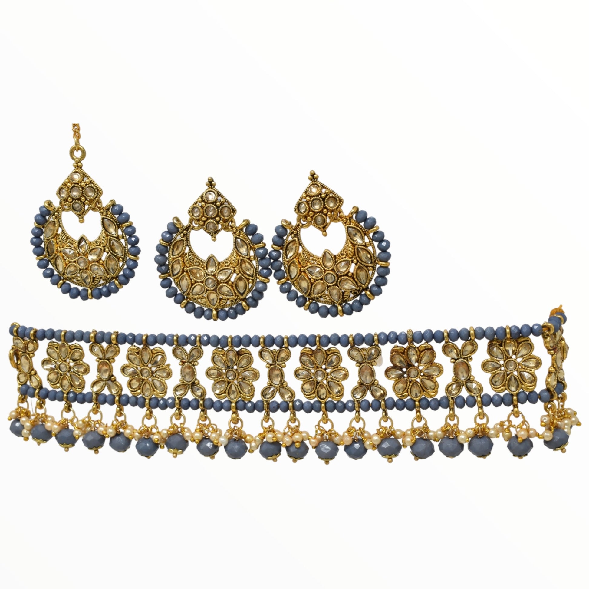 Antique design Minakari work Gold plated choker set neckpiece