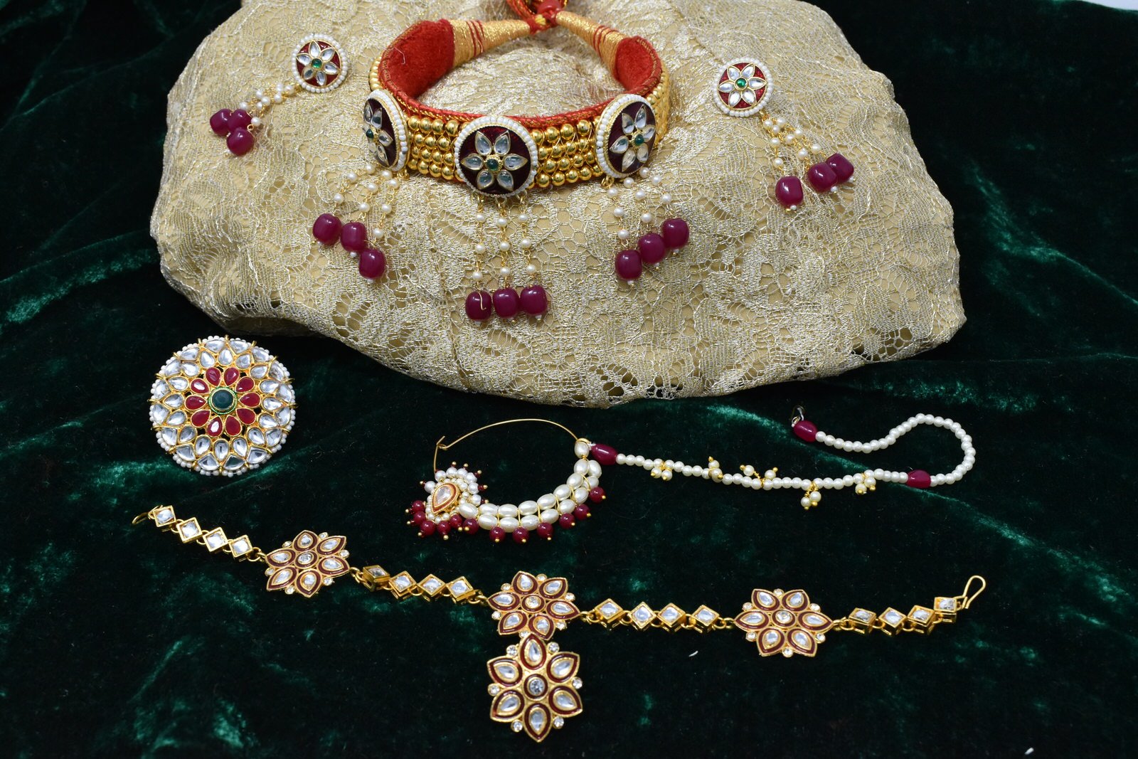 Royal Padmavati Style Kundan and Pearl Work Combo Set