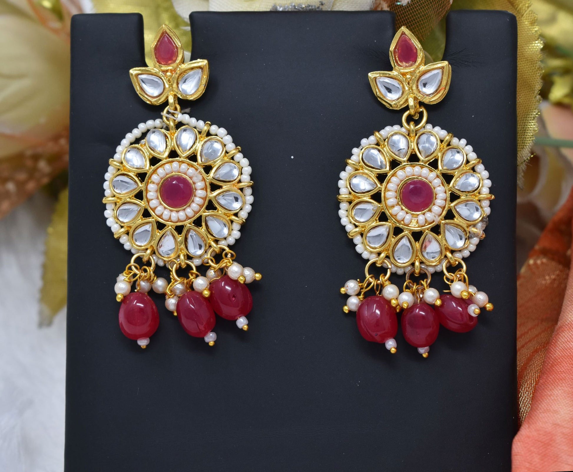 Indian Jewellery from Meira Jewellery:Rajasthani Jewellery,Rajputi Traditional Rose Color Choker, Kanthi Combo Set