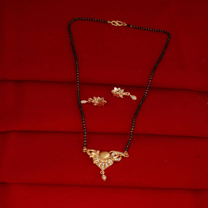 Indian Jewellery from Meira Jewellery:Mangalsutra,Rose Gold Plated Unique Mangalsutra with black beads