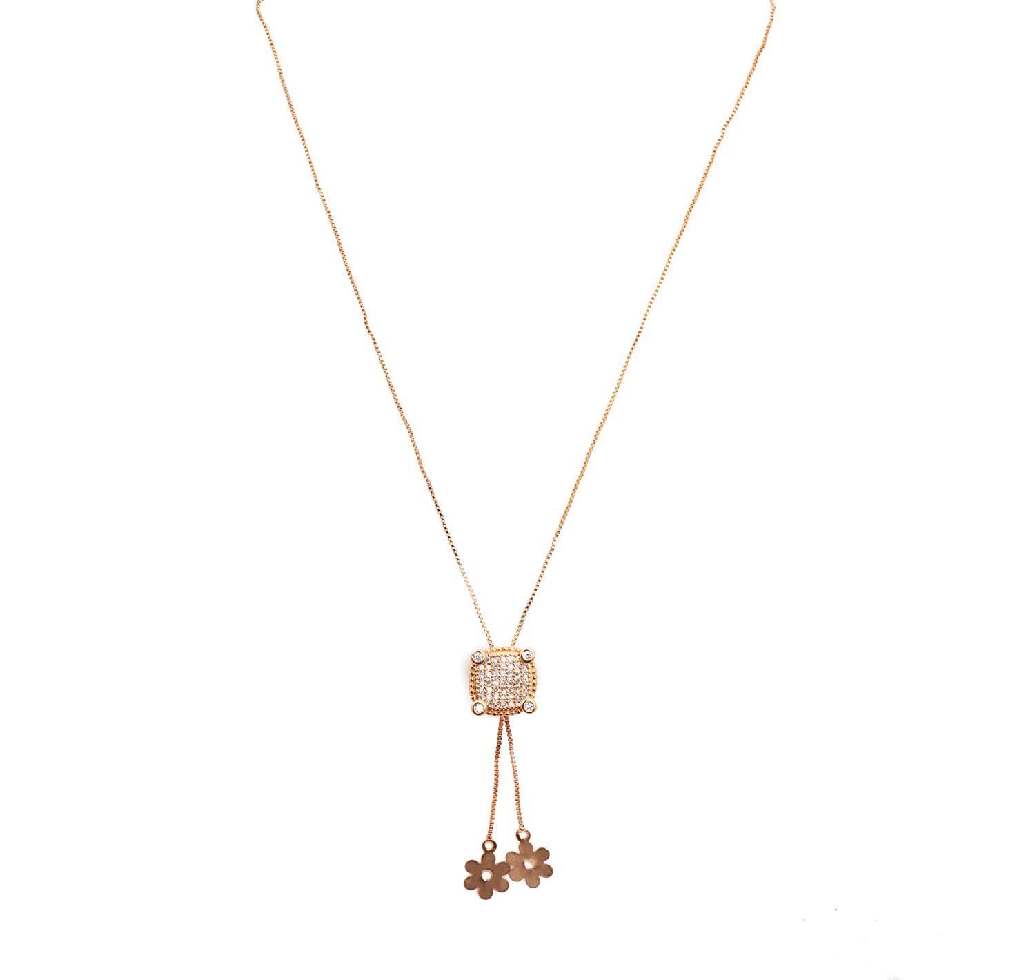 Fashionable Rose Gold Neckwear studded with American Diamond.