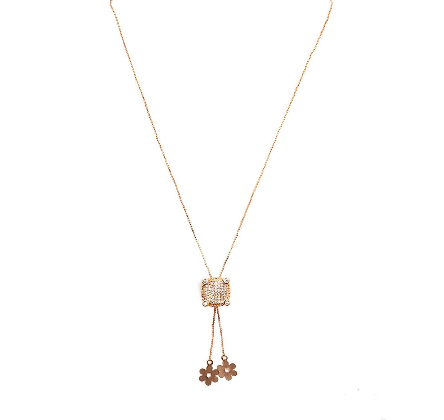 Fashionable Rose Gold Neckwear studded with American Diamond.