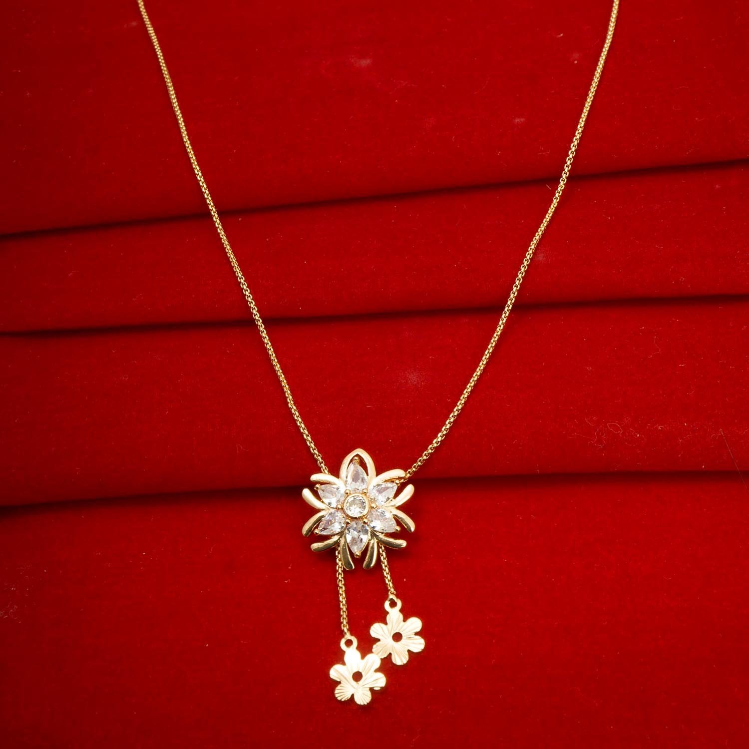 Attractive Rose Gold Filigree design white stone Neckwear