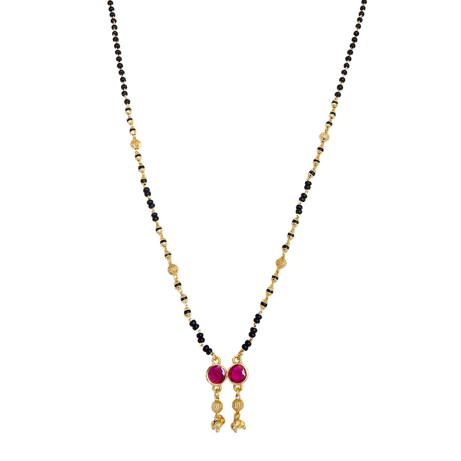 Fancy Gold Plated Delicate pink Mangalsutra