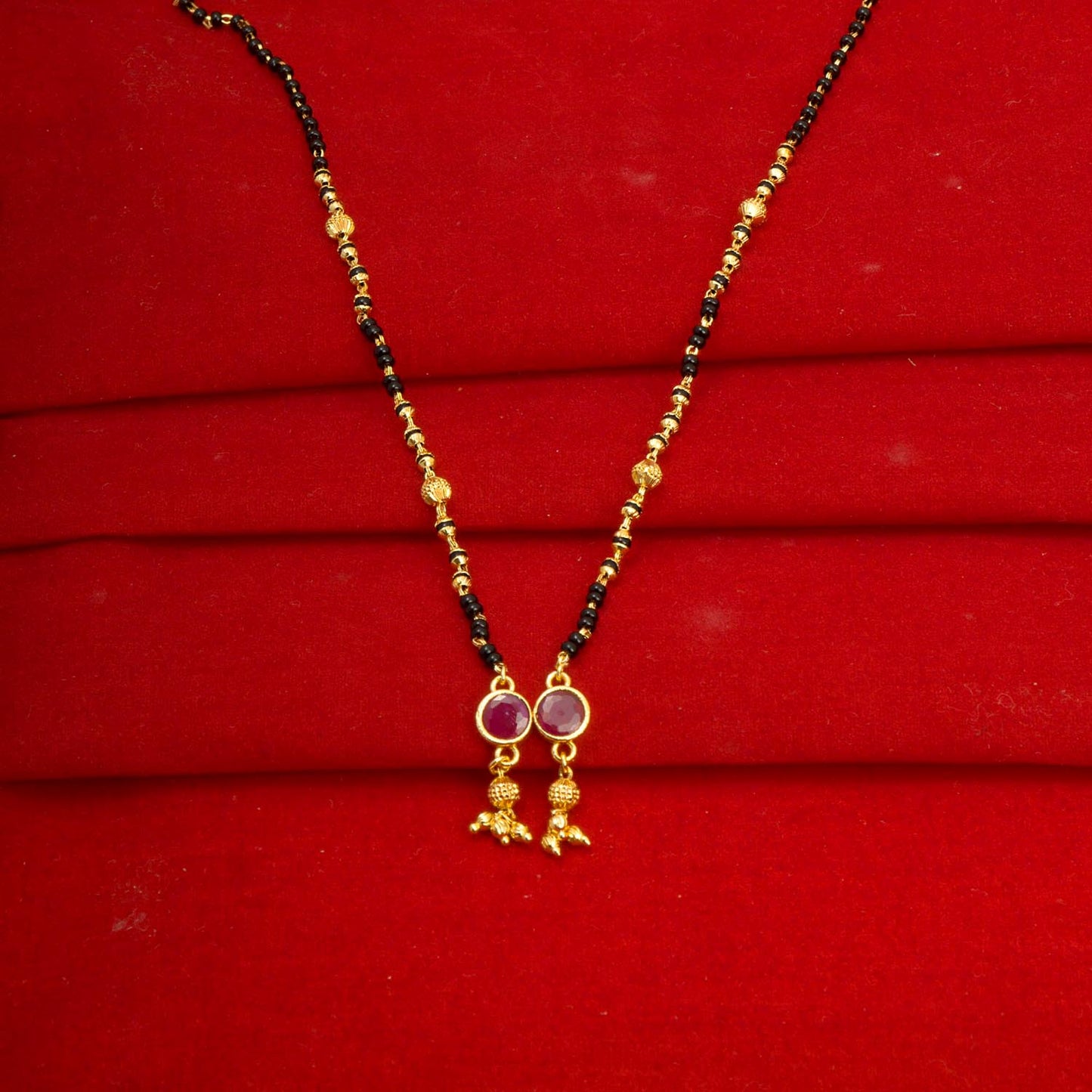 Fancy Gold Plated Delicate pink Mangalsutra