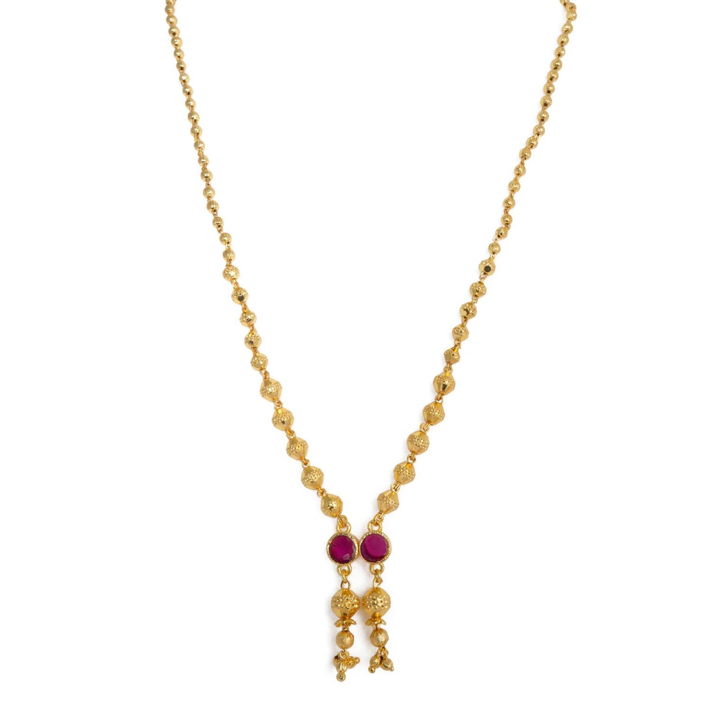 Latest Gold Plated Tassel Design pink color pendant Neckwear.