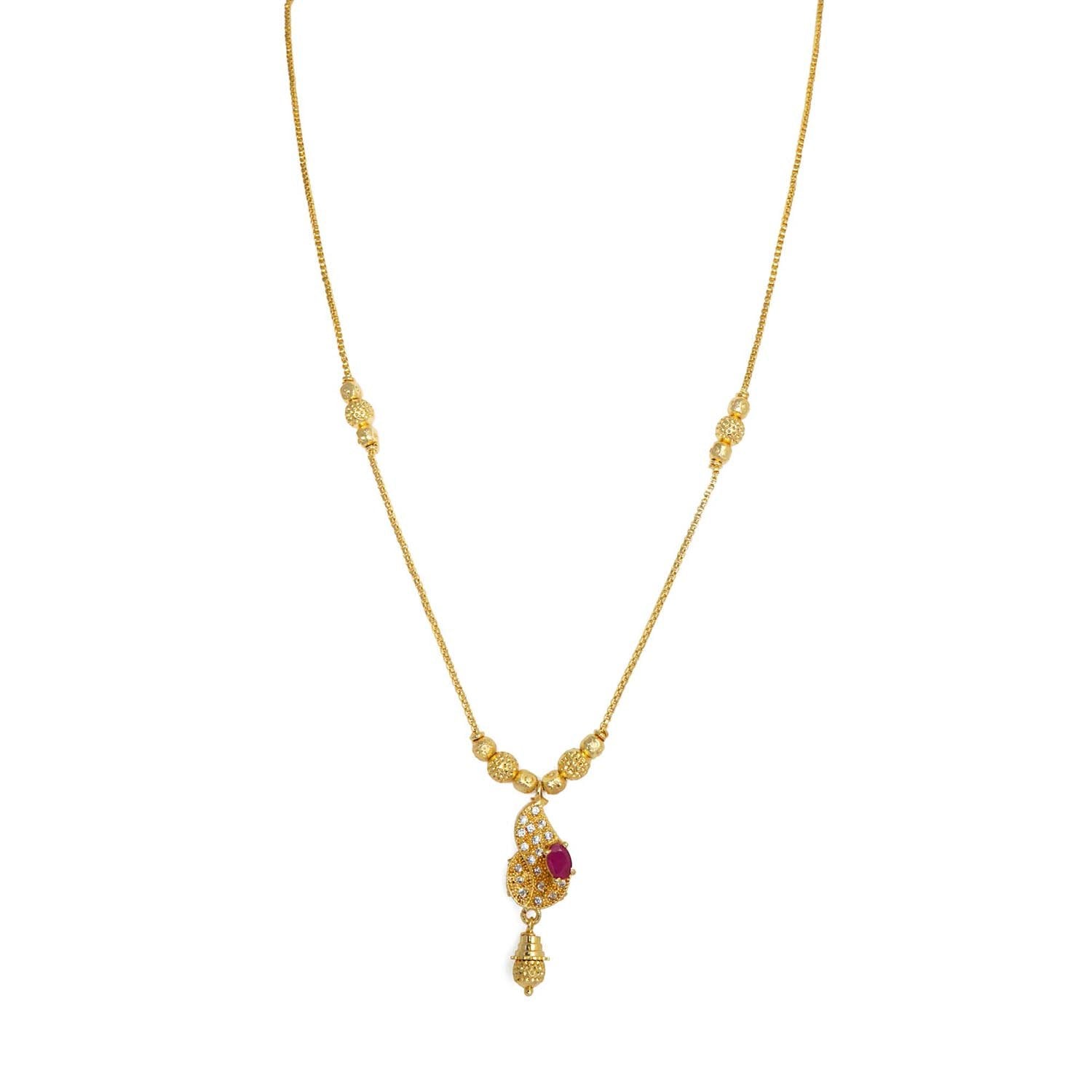 Simple Gold Plated pink color latkan Design Neckwear