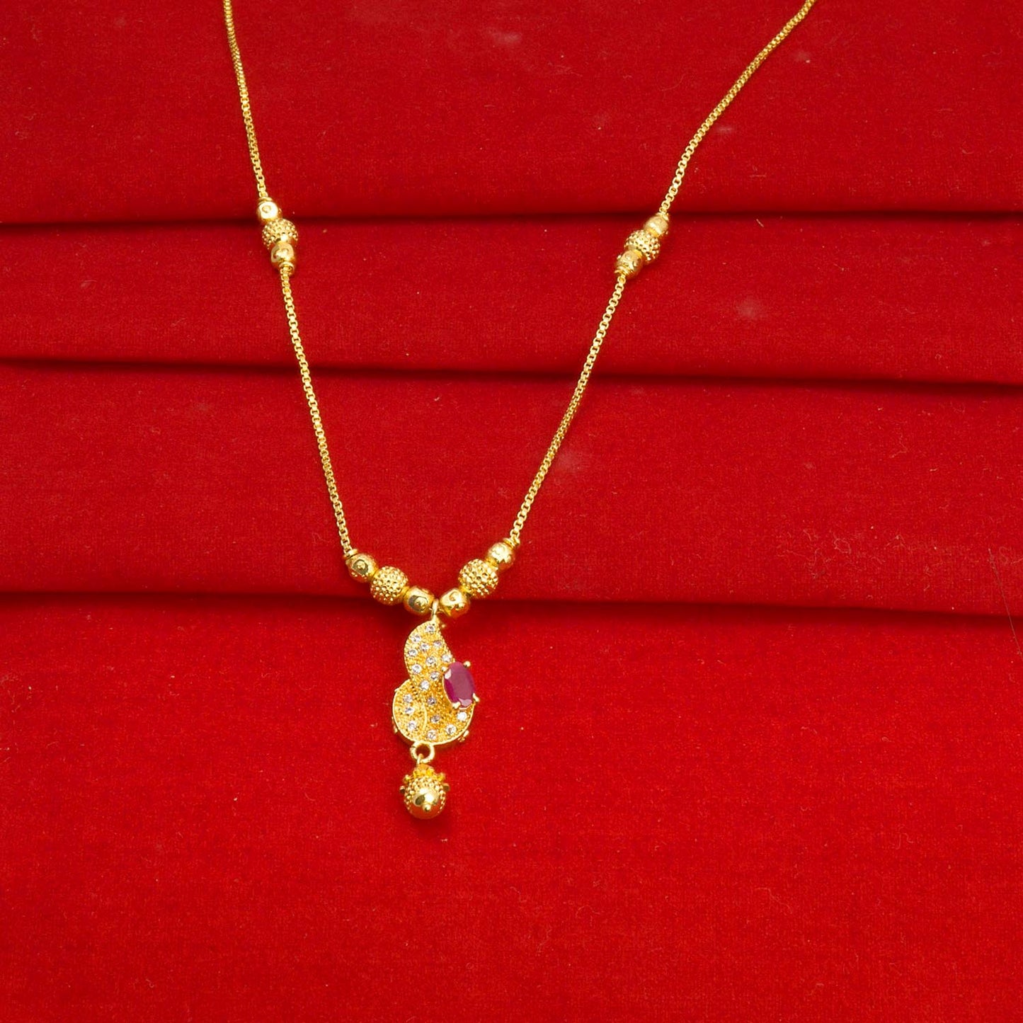 Simple Gold Plated pink color latkan Design Neckwear