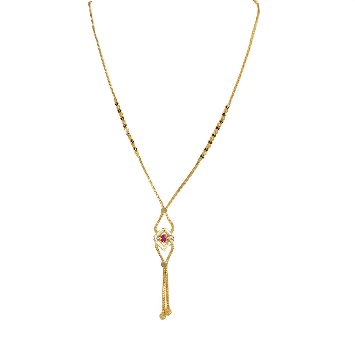 Stylish Gold Plated pink color Mangalsutra