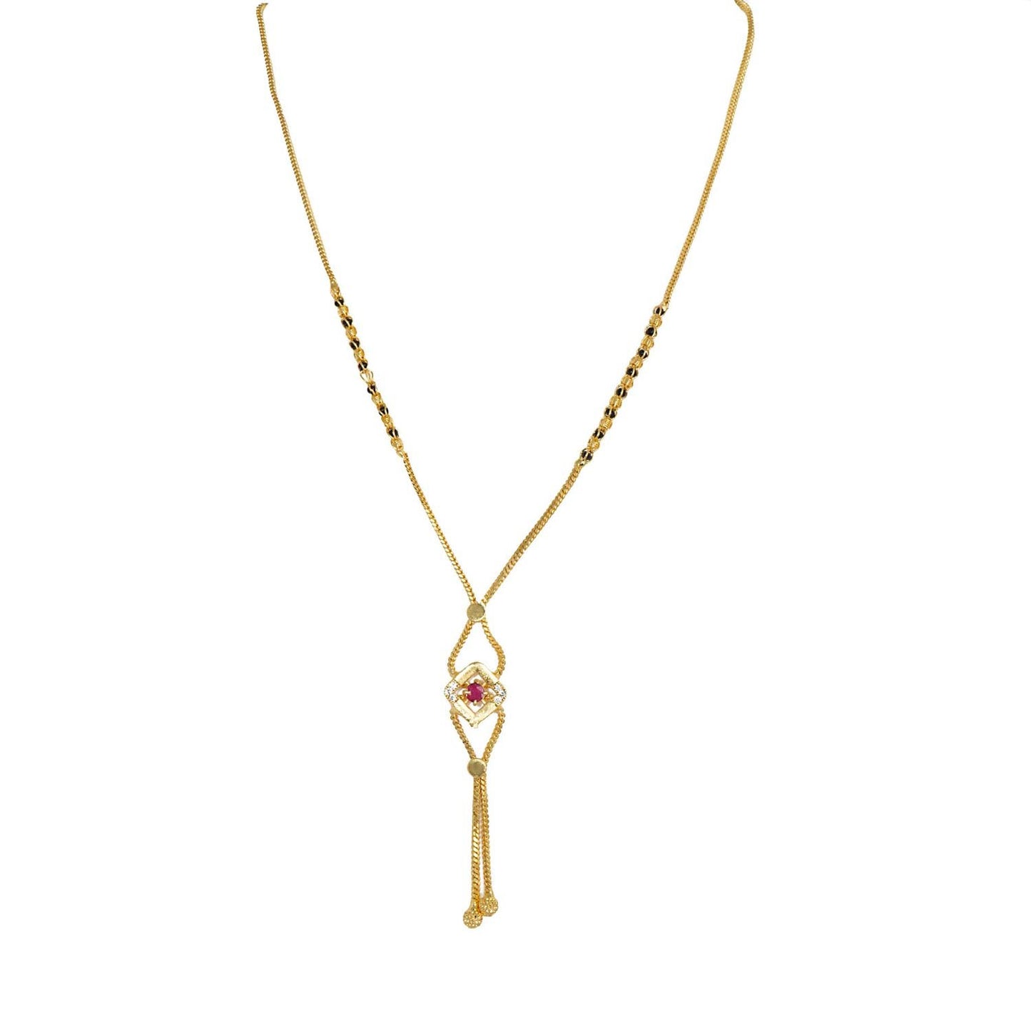 Stylish Gold Plated pink color Mangalsutra